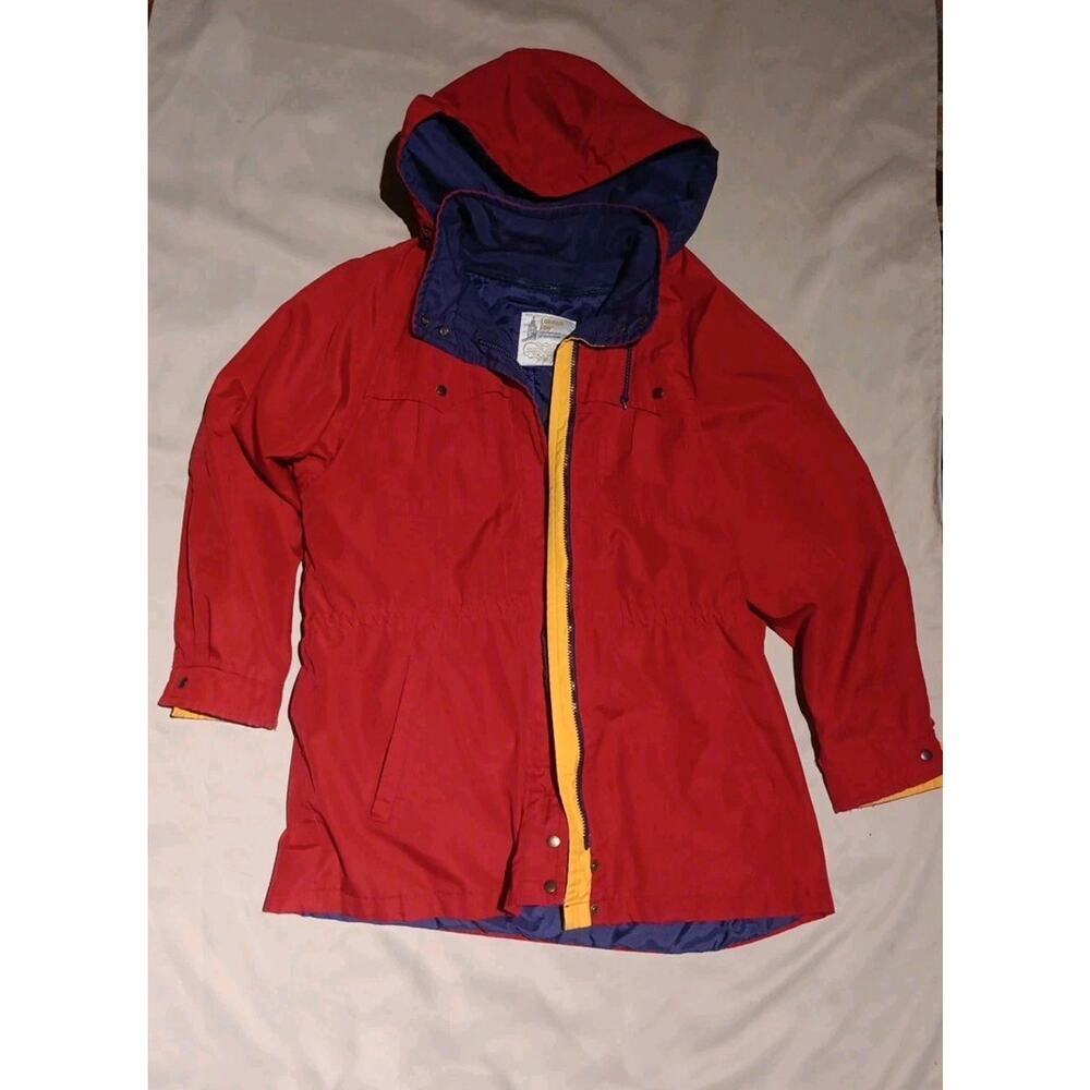 London Fog Red Parka Coat Women’s Size 14 3M Insulated Hooded Jacket Insert 2 pc
